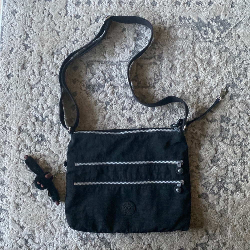 Kipling Alvar Crossbody Bag, Double Zipper, Lightweight, Black